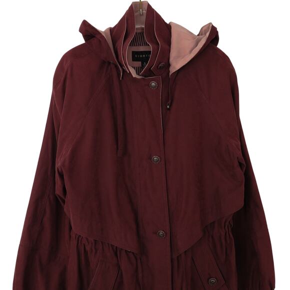 Braetan Maroon Purple Suede Hooded Trench Coat Jacket Small - Picture 4 of 7